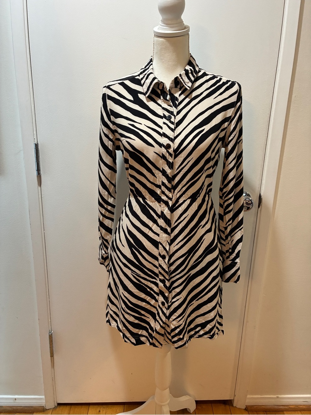 Zebra print shirt dress